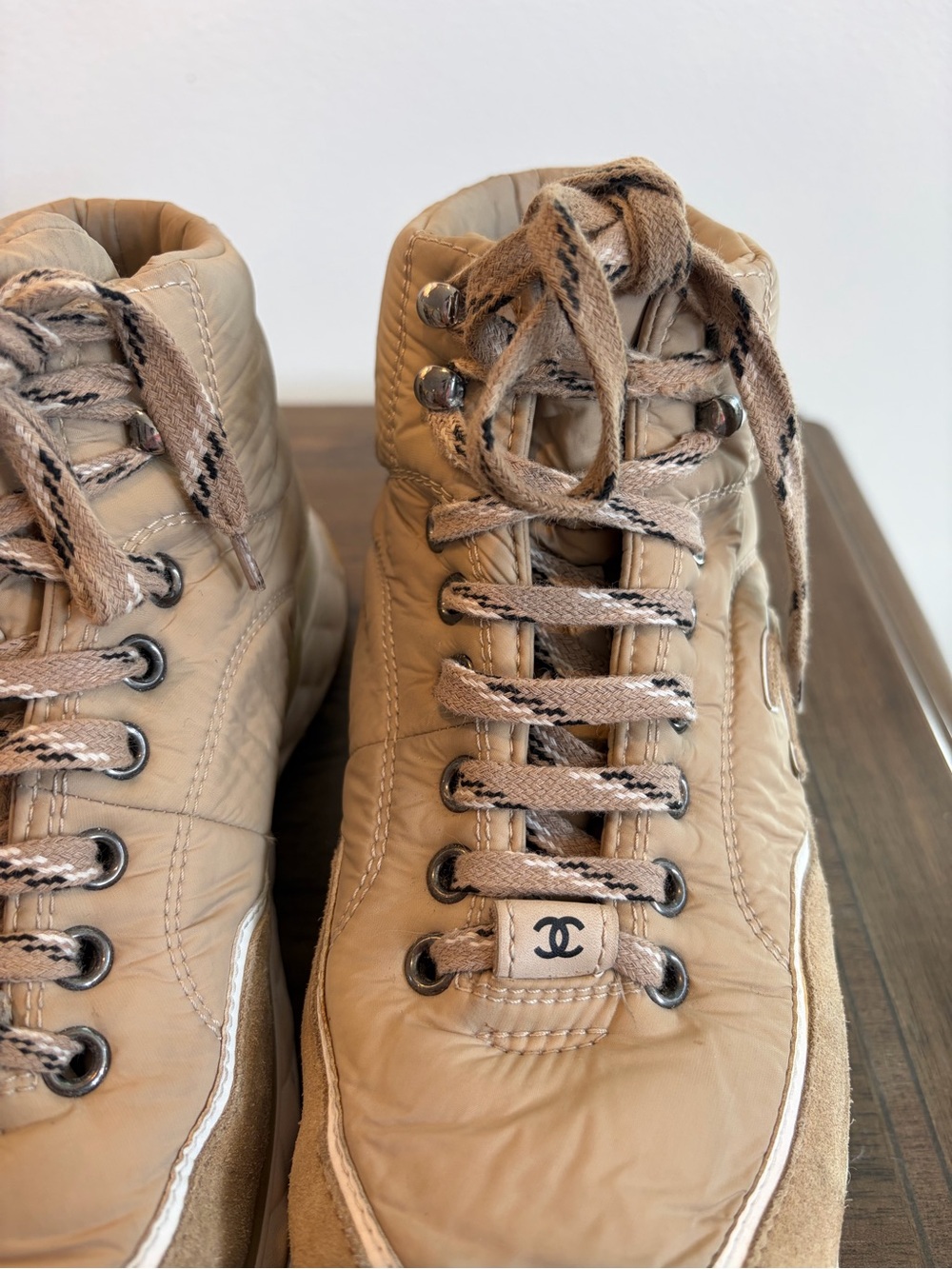 CHANEL Taupe Quilted High-Top Sneakers - Picture 5 of 9
